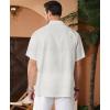 imageKYKU Linen Shirts for Men Casual Cotton Mens Short Sleeve Button Down Shirts Beach Wedding Summer Clothes with PocketOff White Cotton Linen Mens Shirts