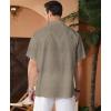 imageKYKU Linen Shirts for Men Casual Cotton Mens Short Sleeve Button Down Shirts Beach Wedding Summer Clothes with PocketOlive Gray Cotton Linen Mens Shirts