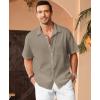 imageKYKU Linen Shirts for Men Casual Cotton Mens Short Sleeve Button Down Shirts Beach Wedding Summer Clothes with PocketOlive Gray Cotton Linen Mens Shirts