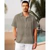 imageKYKU Linen Shirts for Men Casual Cotton Mens Short Sleeve Button Down Shirts Beach Wedding Summer Clothes with PocketOlive Gray Cotton Linen Mens Shirts