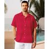 imageKYKU Linen Shirts for Men Casual Cotton Mens Short Sleeve Button Down Shirts Beach Wedding Summer Clothes with PocketRed Cotton Linen Mens Shirts