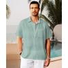 imageKYKU Linen Shirts for Men Casual Cotton Mens Short Sleeve Button Down Shirts Beach Wedding Summer Clothes with PocketSage Green Cotton Linen Mens Shirts