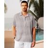 imageKYKU Linen Shirts for Men Casual Cotton Mens Short Sleeve Button Down Shirts Beach Wedding Summer Clothes with PocketTaupe Cotton Linen Mens Shirts