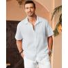 imageKYKU Linen Shirts for Men Casual Cotton Mens Short Sleeve Button Down Shirts Beach Wedding Summer Clothes with PocketWhite Cotton Linen Mens Shirts