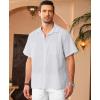 imageKYKU Linen Shirts for Men Casual Cotton Mens Short Sleeve Button Down Shirts Beach Wedding Summer Clothes with PocketWhite Cotton Linen Mens Shirts