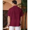 imageKYKU Linen Shirts for Men Casual Cotton Mens Short Sleeve Button Down Shirts Beach Wedding Summer Clothes with PocketWine Red Cotton Linen Mens Shirts