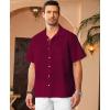 imageKYKU Linen Shirts for Men Casual Cotton Mens Short Sleeve Button Down Shirts Beach Wedding Summer Clothes with PocketWine Red Cotton Linen Mens Shirts