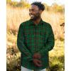 imageKYKU Mens Flannel Shirts Soft Long Sleeve Button Down Shirt DoubleSided Plaid Print Two PocketsDark Green Black Plaid Flannel Shirt for Men