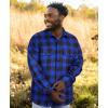 imageKYKU Mens Flannel Shirts Soft Long Sleeve Button Down Shirt DoubleSided Plaid Print Two PocketsRoyal Blue Black Buffalo Plaid Flannel Shirt Men