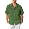 Army Green Cotton Linen Mens Shirts