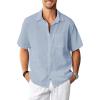 Dusty Blue Cotton Linen Mens Shirts