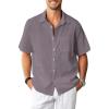 Grey Cotton Linen Mens Shirts