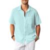 Mint Green Cotton Linen Mens Shirts