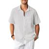 Off White Cotton Linen Mens Shirts