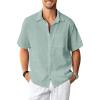 Sage Green Cotton Linen Mens Shirts
