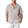 Taupe Cotton Linen Mens Shirts