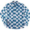 Blue White Plaid Flannel Shirt for Men