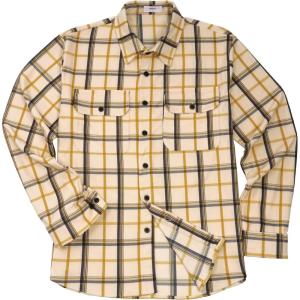 imageKYKU Mens Flannel Shirts Soft Long Sleeve Button Down Shirt DoubleSided Plaid Print Two PocketsBeige Mustard Plaid Flannel Shirt for Men