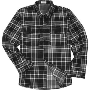 imageKYKU Mens Flannel Shirts Soft Long Sleeve Button Down Shirt DoubleSided Plaid Print Two PocketsBlack White Plaid Flannel Shirt for Men