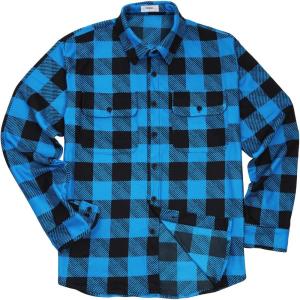 imageKYKU Mens Flannel Shirts Soft Long Sleeve Button Down Shirt DoubleSided Plaid Print Two PocketsBlue Black Buffalo Plaid Flannel Shirt for Men