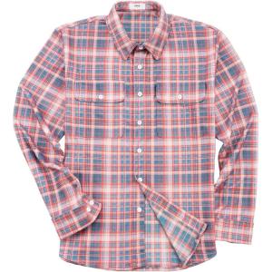imageKYKU Mens Flannel Shirts Soft Long Sleeve Button Down Shirt DoubleSided Plaid Print Two PocketsCoral Slate Blue Plaid Flannel Shirt for Men