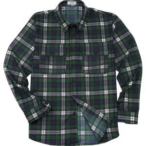 imageKYKU Mens Flannel Shirts Soft Long Sleeve Button Down Shirt DoubleSided Plaid Print Two PocketsDark Green Navy White Plaid Flannel Shirt for Men
