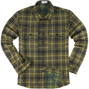 imageKYKU Mens Flannel Shirts Soft Long Sleeve Button Down Shirt DoubleSided Plaid Print Two PocketsOlive Green Plaid Flannel Shirt for Men