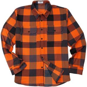 imageKYKU Mens Flannel Shirts Soft Long Sleeve Button Down Shirt DoubleSided Plaid Print Two PocketsOrange Buffalo Plaid Flannel Shirt for Men