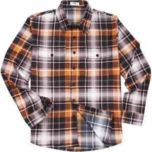 imageKYKU Mens Flannel Shirts Soft Long Sleeve Button Down Shirt DoubleSided Plaid Print Two PocketsOrange Grey Plaid Flannel Shirt for Men