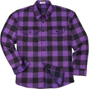 imageKYKU Mens Flannel Shirts Soft Long Sleeve Button Down Shirt DoubleSided Plaid Print Two PocketsPurple Black Buffalo Plaid Flannel Shirt for Men