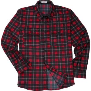 imageKYKU Mens Flannel Shirts Soft Long Sleeve Button Down Shirt DoubleSided Plaid Print Two PocketsRed Black Plaid Flannel Shirt for Men