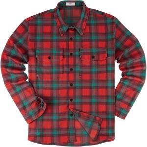 imageKYKU Mens Flannel Shirts Soft Long Sleeve Button Down Shirt DoubleSided Plaid Print Two PocketsRed Teal Plaid Flannel Shirt for Men