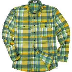 imageKYKU Mens Flannel Shirts Soft Long Sleeve Button Down Shirt DoubleSided Plaid Print Two PocketsYellow Green Plaid Flannel Shirt for Men