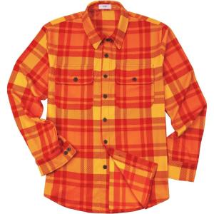 imageKYKU Mens Flannel Shirts Soft Long Sleeve Button Down Shirt DoubleSided Plaid Print Two PocketsYellow Orange Red Plaid Flannel Shirt for Men
