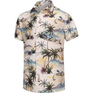 imageKYKU Hawaiian Shirt for Men Tropical Summer Beach Short Sleeve Button Down Shirt with PocketIsland Multicolor