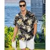image:imageKYKU Mens Hawaiian Shirt Short Sleeve  Tropical Summer Beach Button Down Shirt with PocketBlack Floral Mens Hawaiian Shirt