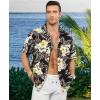 image:imageKYKU Mens Hawaiian Shirt Short Sleeve  Tropical Summer Beach Button Down Shirt with PocketBlack Floral Mens Hawaiian Shirt
