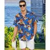 image:imageKYKU Mens Hawaiian Shirt Short Sleeve  Tropical Summer Beach Button Down Shirt with PocketBlue Flower Mens Hawaiian Shirt