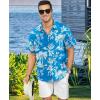 image:imageKYKU Mens Hawaiian Shirt Short Sleeve  Tropical Summer Beach Button Down Shirt with PocketBlue Palm Tree Mens Hawaiian Shirt