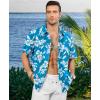 image:imageKYKU Mens Hawaiian Shirt Short Sleeve  Tropical Summer Beach Button Down Shirt with PocketBlue White Floral Mens Hawaiian Shirt