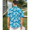 image:imageKYKU Mens Hawaiian Shirt Short Sleeve  Tropical Summer Beach Button Down Shirt with PocketBlue White Floral Mens Hawaiian Shirt