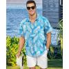 image:imageKYKU Mens Hawaiian Shirt Short Sleeve  Tropical Summer Beach Button Down Shirt with PocketBlue White Palm Leaf Mens Hawaiian Shirt