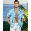 image:imageKYKU Mens Hawaiian Shirt Short Sleeve  Tropical Summer Beach Button Down Shirt with PocketBlue White Palm Leaf Mens Hawaiian Shirt