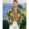 image:imageKYKU Mens Hawaiian Shirt Short Sleeve  Tropical Summer Beach Button Down Shirt with PocketGreen Flower Mens Hawaiian Shirt
