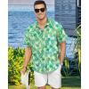 image:imageKYKU Mens Hawaiian Shirt Short Sleeve  Tropical Summer Beach Button Down Shirt with PocketGreen Tropical Leaf White Mens Hawaiian Shirt