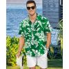 image:imageKYKU Mens Hawaiian Shirt Short Sleeve  Tropical Summer Beach Button Down Shirt with PocketGreen White Floral Mens Hawaiian Shirt