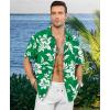 image:imageKYKU Mens Hawaiian Shirt Short Sleeve  Tropical Summer Beach Button Down Shirt with PocketGreen White Floral Mens Hawaiian Shirt