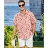 image:imageKYKU Mens Hawaiian Shirt Short Sleeve  Tropical Summer Beach Button Down Shirt with PocketLight Beige Red Floral Mens Hawaiian Shirt
