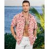 image:imageKYKU Mens Hawaiian Shirt Short Sleeve  Tropical Summer Beach Button Down Shirt with PocketLight Beige Red Floral Mens Hawaiian Shirt