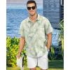 image:imageKYKU Mens Hawaiian Shirt Short Sleeve  Tropical Summer Beach Button Down Shirt with PocketLight Green White Palm Leaf Mens Hawaiian Shirt